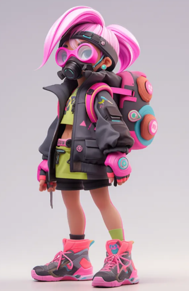 街头潮玩朋克少女手办模型